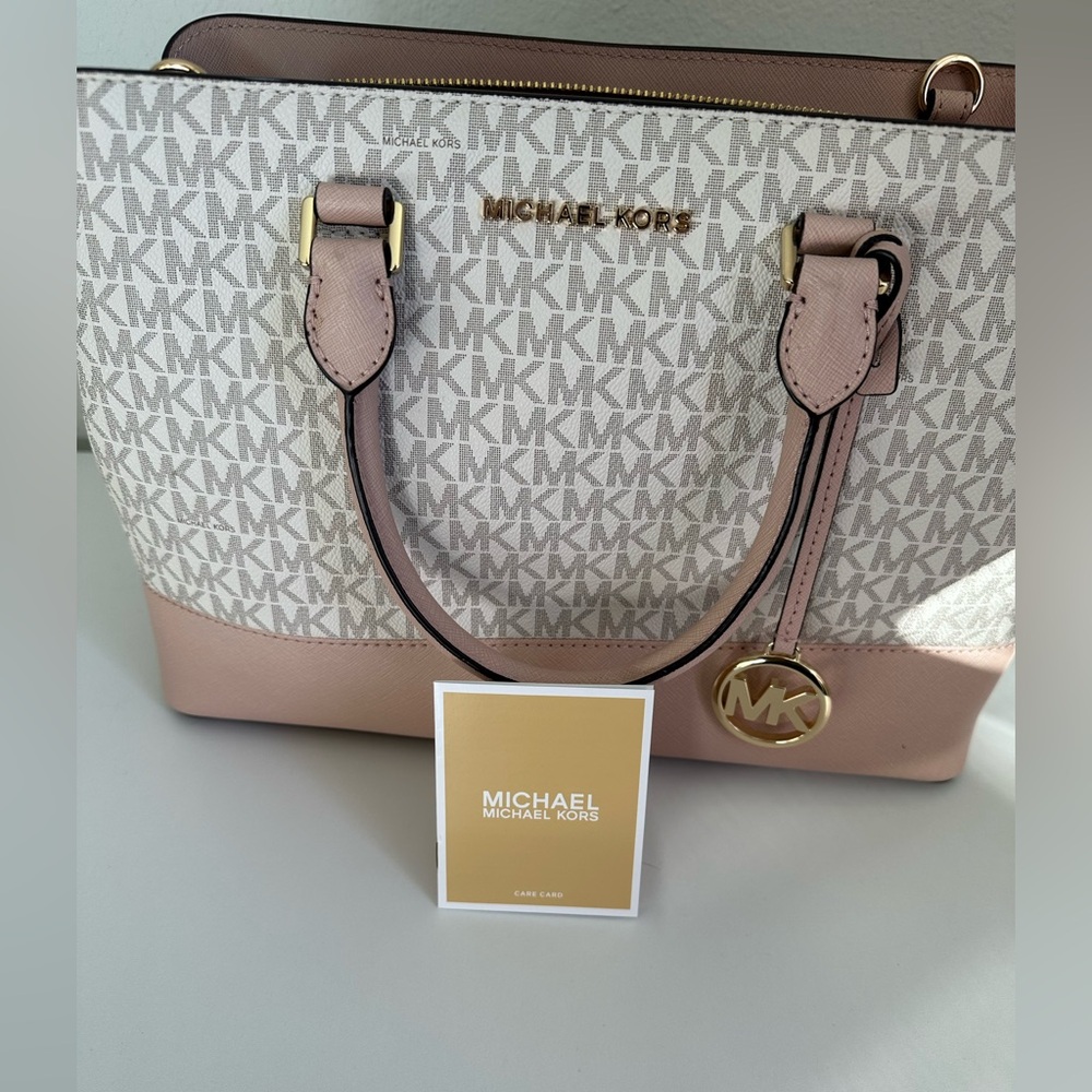 Michael Kors Pink and Cream Savannah large satchel bag - Picture 8 of 9